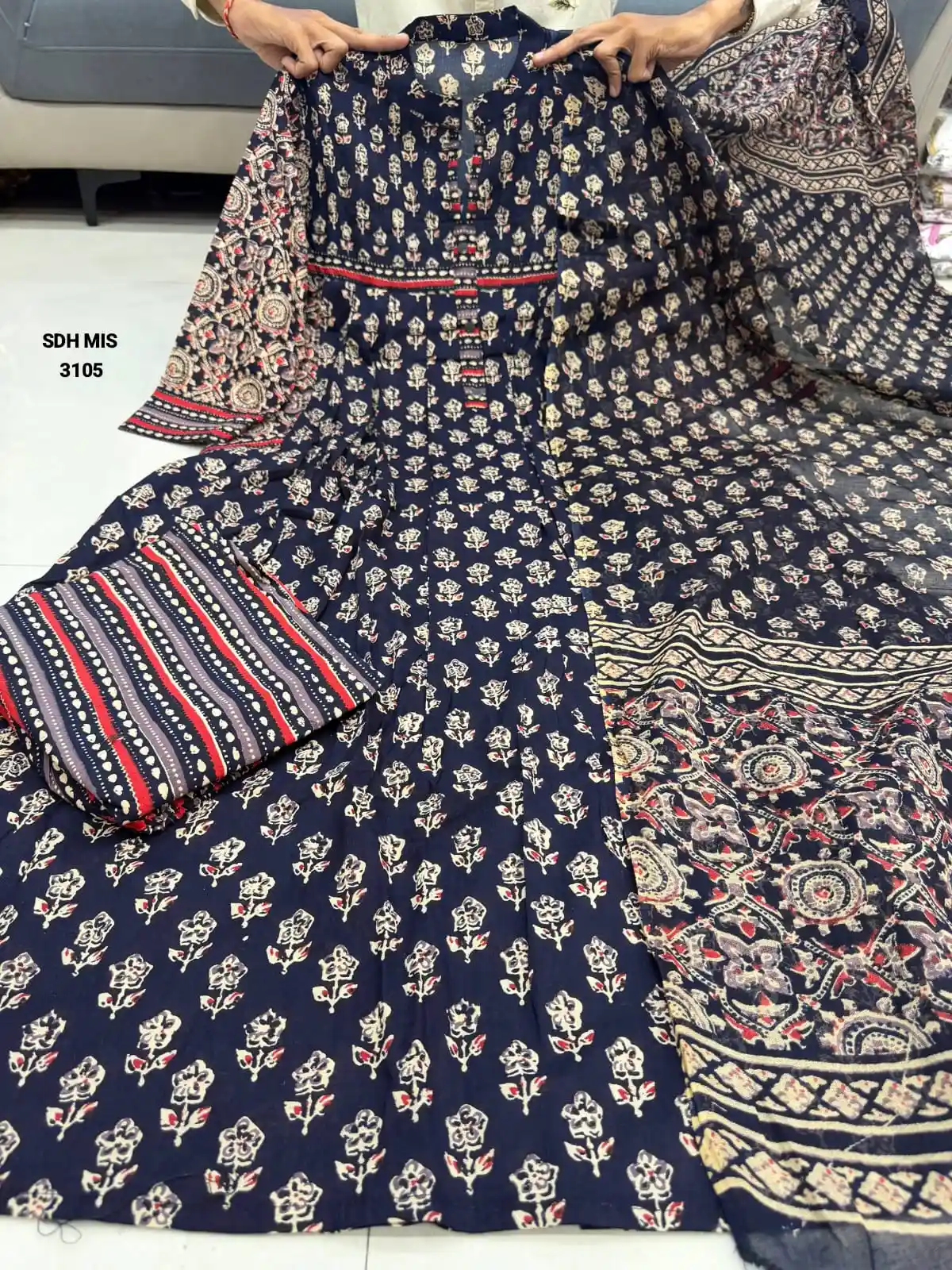 Summer Bliss Pure Cotton Printed Top, Pant & Dupatta Set